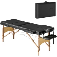 HOMCOM Adjustable Folding Massage Table - Black(m-10)