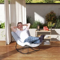 Outsunny Fauteuil à bascule de jardin chaise à bascule en forme d'œuf avec coussin rembourré 98 x 111 x 74 cm gris(m-2)