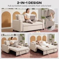 HOMCOM Two-Seater Pull-Out Sofa Bed - Beige(m-4)