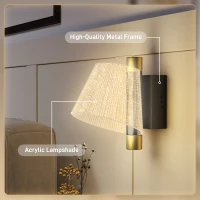 HOMCOM Led Wall Lamp 2 Pack, 5W Modern Indoor Starry Wall Light, Colour Temperature Adjustable 3000K/4000K/6500K, for Bedroom, Living Room, Hallway, Stairs, Black(m-6)