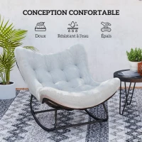 Outsunny Fauteuil à bascule de jardin chaise à bascule en forme d'œuf avec coussin rembourré 98 x 111 x 74 cm gris(m-5)