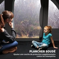 Outsunny Tente de camping avec porche pour 4 à 6 personnes légère ventilée étanche 5 000 mm montage facile sac de transport gris(m-6)