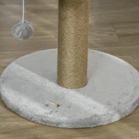 PawHut Arbre à chat arbre à grimper grattoir design jeu pompon suspendu + plateforme peluche 40 x 40 x 49 cm jute gris(m-9)