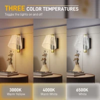 HOMCOM Led Wall Lamp 2 Pack, 5W Modern Indoor Starry Wall Light, Colour Temperature Adjustable 3000K/4000K/6500K, for Bedroom, Living Room, Hallway, Stairs, Black(m-4)