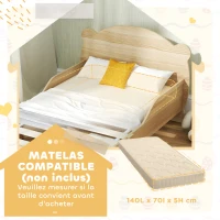 AIYAPLAY Lit enfant 70x140 cm avec barrières de sécurité thème d'ours pour garçons, filles, âgés de 3 à 6 ans, bois naturel(m-7)