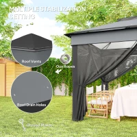 Outsunny 3 x 3(m) Pop Up Gazebo, Height Adjustable Instant Event Shelter with Netting and Carrying Bag, Grey(m-6)