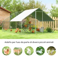PawHut Pollaio da Giardino con Telaio Zincato, Copertura Impermeabile e Rete Esagonale, 3x4x2 m, Argento(m-8)
