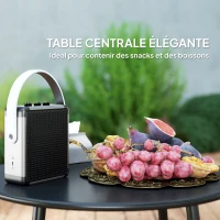 Outsunny Salon de jardin extérieur en résine tressée 5 places, table en acier et coussins inclus, gris foncé(m-7)