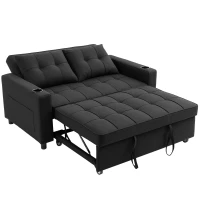 HOMCOM Two-Seater Pull-Out Sofa Bed - Black(m-11)