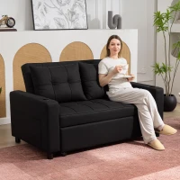 HOMCOM Two-Seater Pull-Out Sofa Bed - Black(m-2)