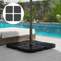 Outsunny Lot de 4 pied de parasol poids de lestage carré avec poignée pour parasol A remplir d'eau jusqu'à 60 kg ou de sable jusqu'à 72 kg 50 x 50 x 8 cm polyéthylène haute densité noir(m-2)