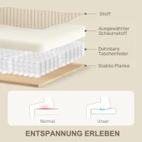 HOMCOM 3-Sitzer-Sofa mit Zierkissen, Cordsofa für Wohnzimmer, Schlafzimmer, 212 cm breit, Cremeweiß(m-5)