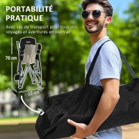 Outsunny Lot de 2 chaises de plage pliable chaises camping pliante légère sac de transport porte-gobelet 58 x 55 x 62 cm noir(m-4)