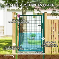 Outsunny Portillon de jardin en acier 97 x 175 cm portail de jardin avec serrure, clés et poignée, vert(m-6)