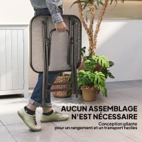 Outsunny Table basse carrée bistro de jardin 45 x 45 x 50 cm pliable métal noir plateau verre trempé noir(m-4)