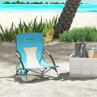 Outsunny Chaise de plage pliable chaise camping pliante légère sac de transport porte-gobelet 58 x 55 x 62 cm bleu(m-2)