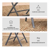 Outsunny Ensemble de bistrot 3 pièces pliable en métal, 2 chaises et 1 table ronde, salon de jardin extérieur 2 personnes, gris(m-7)