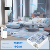HOMCOM 7000 BTU Air Conditioning Unit, 3-in-1 Portable Air Conditioner, Dehumidifier, Cooling Fan with 2 Speeds, 24H Timer, Remote Control, Digital Display, Window Venting Kit, 26m²(m-5)