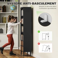 HOMCOM Bibliothèque meuble de rangement avec 4 compartiments ouverts et 2 tiroirs, 60 x 30 x 179 cm, gris(m-5)