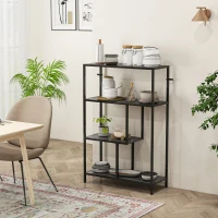 HOMCOM 4-Tier Bookshelf with Open Shelves - Charcoal Grey(m-6)
