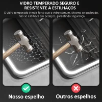 HOMCOM Espelho de Casa de Banho com Luz LED 70x50 cm Bluetooth 3 Cores de Luz Relógio Digital Função Antiembaciamento Memória Prata(m-8)