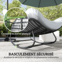 Outsunny Fauteuil à bascule de jardin chaise à bascule en forme d'œuf avec coussin rembourré 98 x 111 x 74 cm gris(m-7)