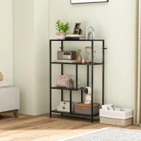 HOMCOM 4-Tier Bookshelf with Open Shelves - Charcoal Grey(m-7)
