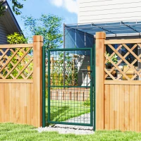 Outsunny Portillon de jardin en acier 97 x 175 cm portail de jardin avec serrure, clés et poignée, vert(m-2)