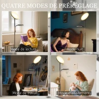 HOMCOM Lampadaire LED 42W dimmable 2700K-6500K 4 couleurs variation continue, 4 modes scène, télécommande et contrôle tactile(m-5)