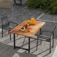 Outsunny Lot de 2 chaises de jardin chaises empilables d'extérieur respirant avec accoudoirs aluminium 56 x 58 x 89 cm gris foncé(m-9)