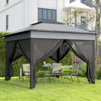 Outsunny 3 x 3(m) Pop Up Gazebo, Height Adjustable Instant Event Shelter with Netting and Carrying Bag, Grey(m-8)