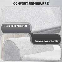 HOMCOM Banc de rangement 53,8L avec siège rembourré en lin et accoudoirs, pour salon, chambre, entrée, 132 x 42 x 50 cm, gris(m-6)