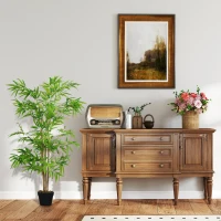Outsunny Künstlicher Bambus, Kunstpflanze, Dekopflanze mit Topf, Kunstbaum, Baumdekoration, 150 cm(m-4)