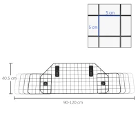 PawHut Dog Guard for Cars Adjustable Boot Barrier Metal Mesh Pet Headrest, 90-120W x 40.5H cm(m-3)