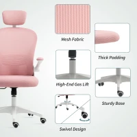 Vinsetto Multi-Adjustable Office Chair, with Lumbar Support, Headrest and Mesh Back - Pink(m-8)