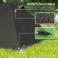 Outsunny Tente de camping familiale pour 2-4 personnes, tente tunnel imperméable 3000 mm 3 portes, 3,6 x 2,5 x 1,3 m, noir(m-6)
