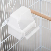 Pawhut Large Metal Bird Cage with Breeding Stand Feeding Tray Wheels for Parrot Parakeet Macaw Pet Supply, White, 47.5 L x 37 W x 160 H (cm)(m-9)