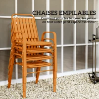 Outsunny Table de jardin extérieure avec 4 chaises empilables, plateau à lattes 80 cm, structure en acier anti-rouille, orange(m-7)
