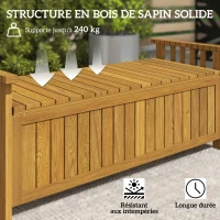 Outsunny Banc de jardin 2 places en bois avec rangement de 151L banc d'extérieur avec accoudoirs 128,5 x 56 x 53,5 cm marron(m-6)
