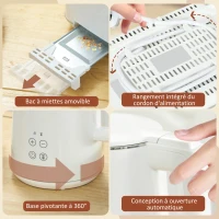 HOMCOM Ensemble bouilloire grille-pain, bouilloire en acier inoxydable 1,5 L et 2200 W et grille-pain à 2 tranches, crème(m-9)