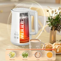 HOMCOM Ensemble bouilloire grille-pain, bouilloire en acier inoxydable 1,5 L et 2200 W et grille-pain à 2 tranches, crème(m-4)