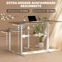 HOMCOM Elektrisches Schreibtischgestell, höhenverstellbar, mit Speicherfunktion, Stahl, Weiß(m-4)