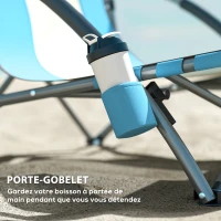 Outsunny Lot de 2 chaises de plage pliable chaises camping pliante légère sac de transport porte-gobelet 58 x 55 x 62 cm bleu(m-6)