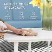 Outsunny Set de Mobilier de Grădină din 5 Piese cu Canapea, 2 Fotoli și 2 Măsuțe de Cafea, 118x72x80 cm, Albastru Deschis(m-6)