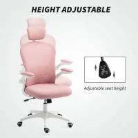 Vinsetto Multi-Adjustable Office Chair, with Lumbar Support, Headrest and Mesh Back - Pink(m-4)