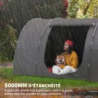 Outsunny Tente de camping avec porche pour 4 à 6 personnes légère ventilée étanche 5 000 mm montage facile sac de transport gris(m-5)