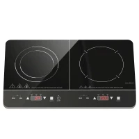 HOMCOM Plaque à induction double portable 3500 W 10 températures 8 puissances minuterie écran LED verrouillage enfant noir(m-12)