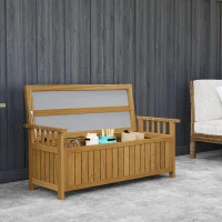 Outsunny Banc de jardin 2 places en bois avec rangement de 151L banc d'extérieur avec accoudoirs 128,5 x 56 x 53,5 cm marron(m-8)