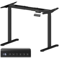 HOMCOM Elektrisch Verstelbaar Bureaubladframe, In Hoogte Aanpasbaar met Geheugenfunctie, Staal, Zwart(m-10)