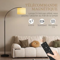 HOMCOM Lampadaire avec télécommande abat-jour réglable 11 température de couleurs et 11 niveaux de luminosité minuterie noir(m-6)